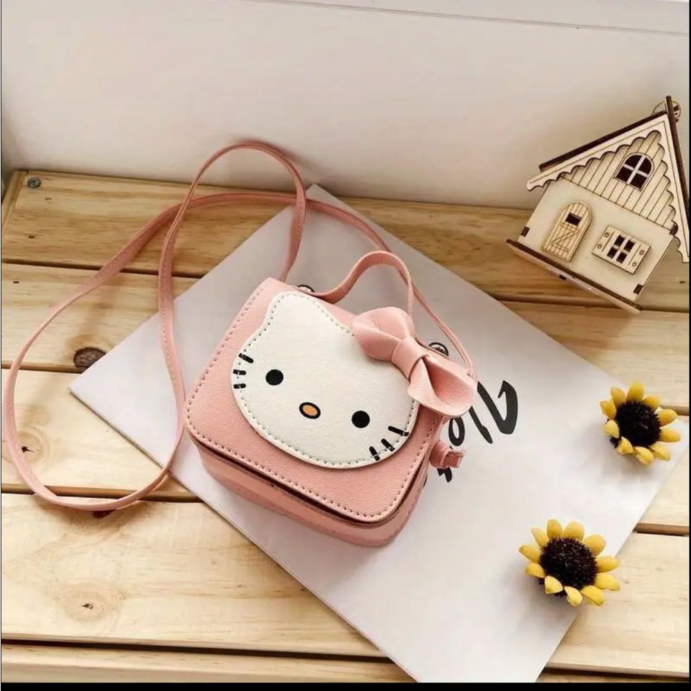 Hello Kitty Kawaii PU Shoulder Bag for Women Small Cartoon Crossbody Handbag